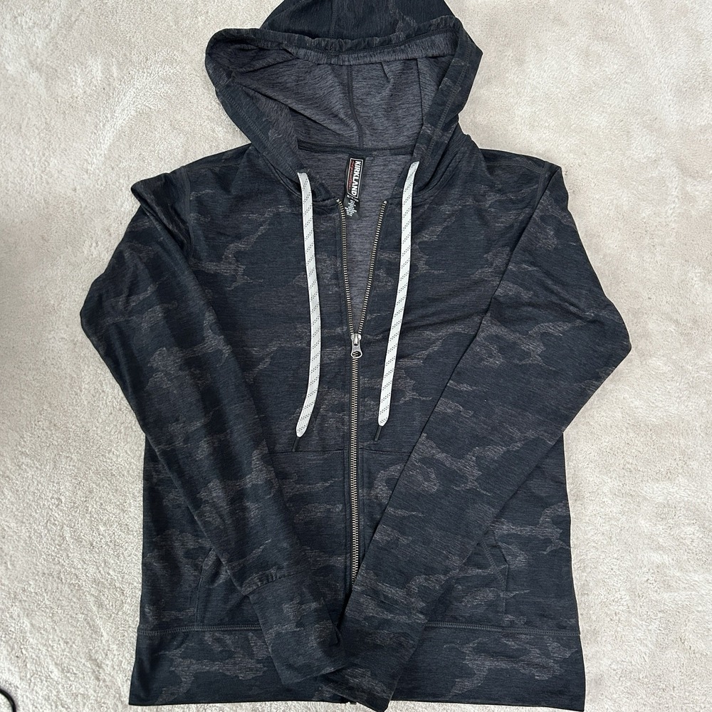 NWT KIRKLAND SIGNATURE‎ 7771735 LADIES LIGHTWEIGHT FULL ZIP BLACK CAMO SZ XS
